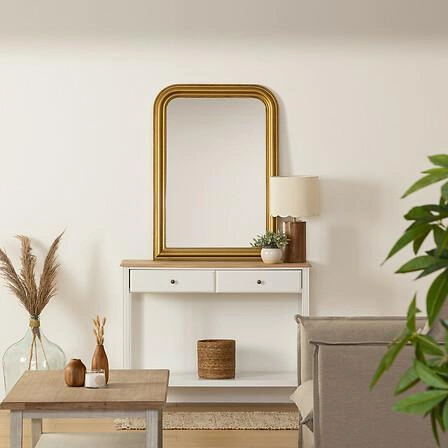 Zrcadlo Adele obdélníkové zlaté glamour do obýváku v dřevěném rámu na zeď 103x74 cm