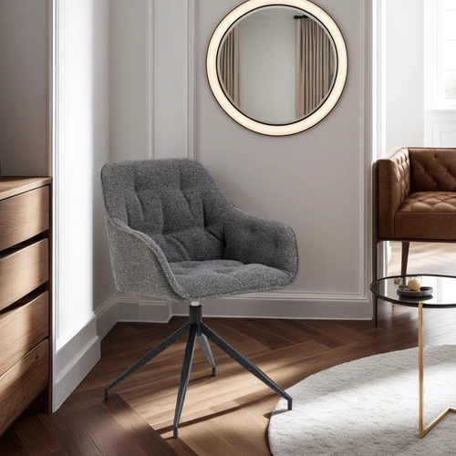 Otočná čalouněná židle Brooke do jídelny a obýváku, antracitová, moderní s područkami