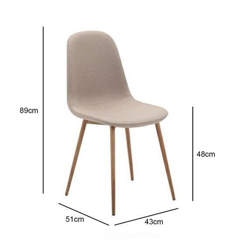 Čalouněná jídelní židle Trip béžová ve skandinávském stylu s dubovými nohami