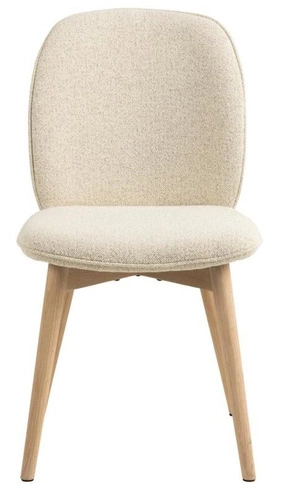 Čalouněná jídelní židle Cindy béžová bouclé skandinávský styl s dřevěnými nohami