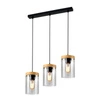 Stropní lampa Wels černá+dřevo 3x40W E27 kouřový difuzor