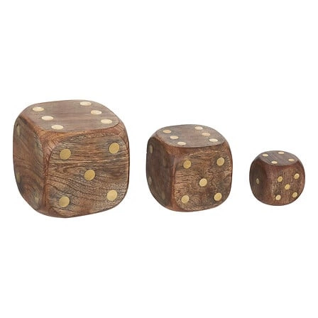 Sada 3 dekorativních kostek Roger mangové dřevo