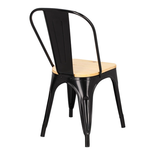 Jídelní židle Paris Wood D2.DESIGN černá kovová s dřevěným sedákem borovice
