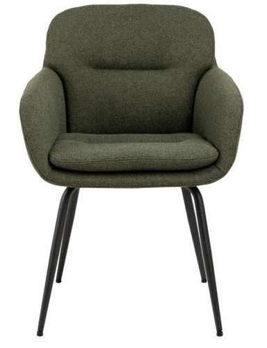 Jídelní židle Dora Actona zelená čalouněná s područkami moderní na kovových nohách