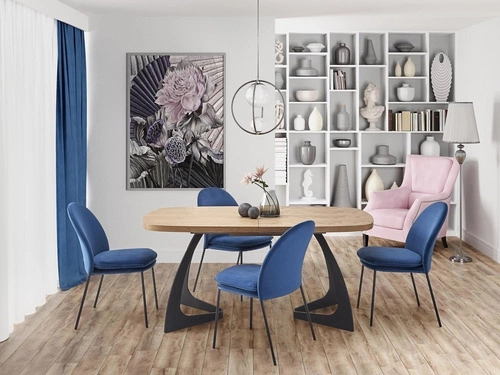 Rozkládací jídelní stůl Dovel 160–200 cm dub přírodní černé nohy moderní