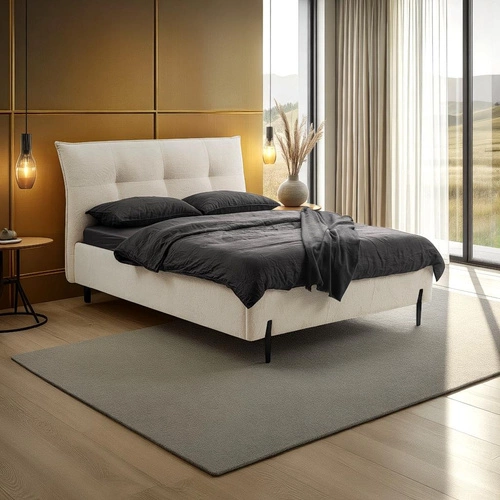 Čalouněná postel Biscuit 180x200 béžová s úložným prostorem skandinávská do ložnice