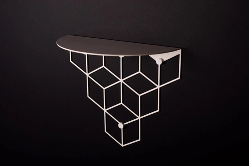 Bílá kovová oválná nástěnná police Stiga moderní do obýváku a kuchyně POLYHEDRA