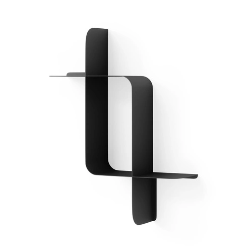 Sada 2 moderních černých nástěnných polic Montage Umbra na knihy a dekorace