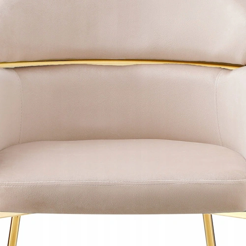 Židle Dreby béžová sametová se zlatými nohami do jídelny a obývacího pokoje