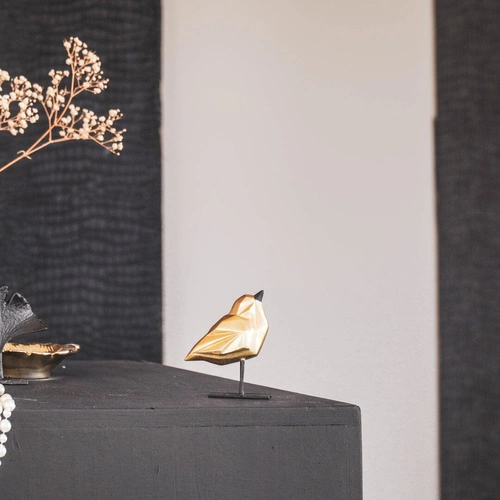 Dekorační figurka Love Bird zlatá moderní na komodu do obýváku HV decor