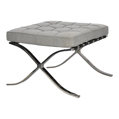 Čalouněný taburet BA1 inspirovaný Barcelona světle šedý do moderního obýváku D2.DESIGN