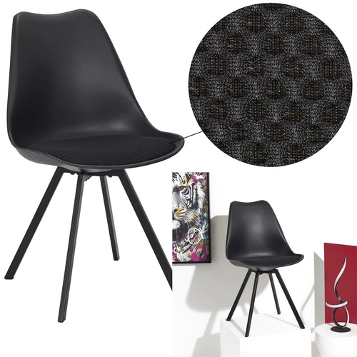 Čalouněná jídelní židle Atom černá moderní na kovových nohách Intesi