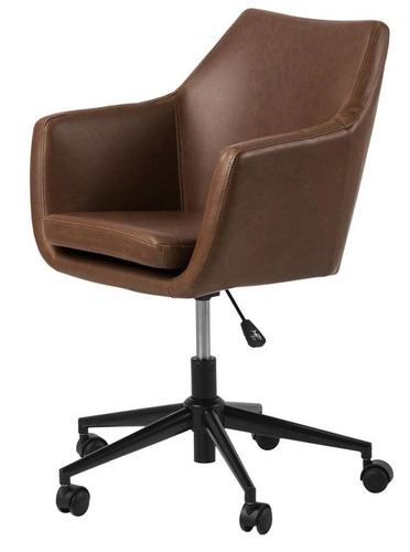 Ergonomická otočná kancelářská židle Nora Vintage hnědá ekokůže s područky k pracovnímu stolu
