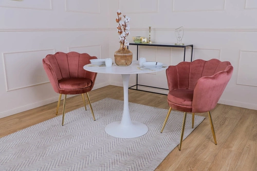 Čalouněná sametová židle Florencja Intesi béžová glamour s područkami do jídelny