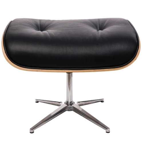 Puf VIP Exclusive Home černá přírodní kůže prošívaná do obýváku a kanceláře moderní D2.DESIGN