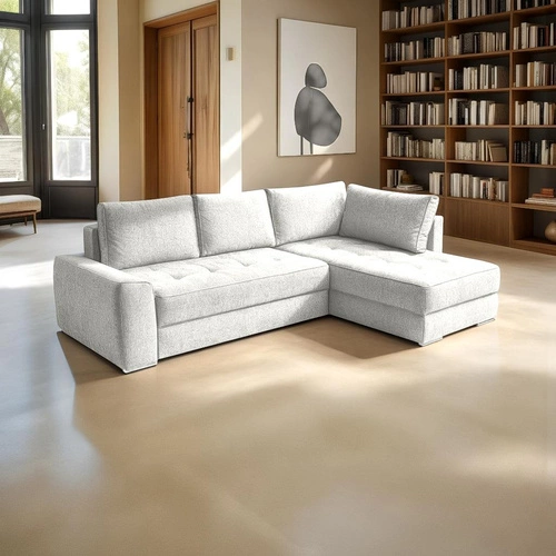 Moderní bílá rohová pohovka s rozkladem a úložným prostorem do obýváku Rabis Intesi