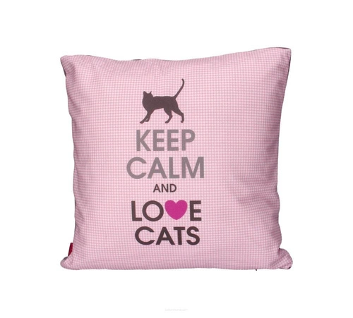 Sametový dekorační polštář LOVE CATS antialergenní do obývacího pokoje a ložnice 40x40 cm