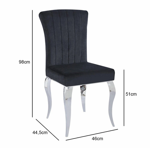 Čalouněná jídelní židle Helene Velvet černá, sametová na kovových nohách, do jídelny a kuchyně Intesi