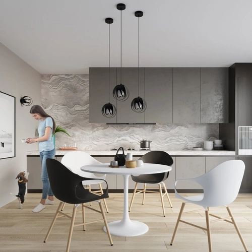 Stropní svítidlo TULOS černé moderní kulaté kovové do obýváku, kuchyně nebo ložnice