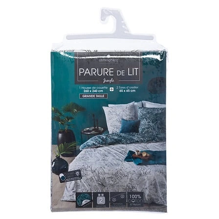 Ložní souprava s motivem džungle 260 x 240 cm černobílá