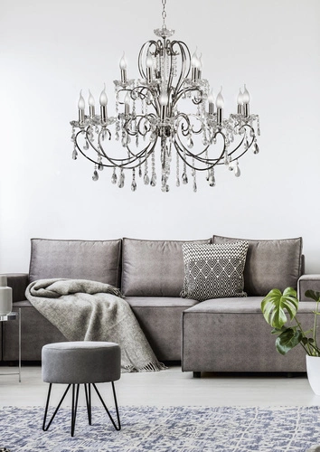 Křišťálový lustr glamour Aurora chrom nastavitelný do obýváku a jídelny CANDELLUX 88 cm