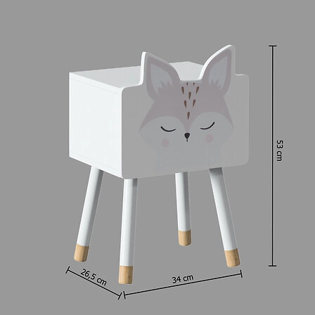 Dětský noční stolek Fox bílý dřevěný z MDF Atmosphera do dětského pokoje