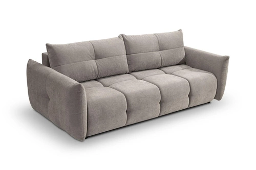 Rozkládací pohovka Bode pro 3 osoby s úložným prostorem a funkcí spaní světle šedá do obývacího pokoje