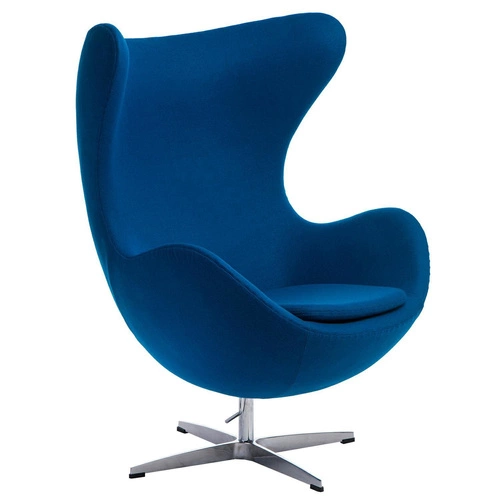 Křeslo Egg D2.DESIGN modrý kašmír otočné houpací moderní do obýváku