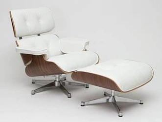 Relaxační křeslo Vip Lounge Chair s podnožkou pravá kůže bílý ořech do obývacího pokoje