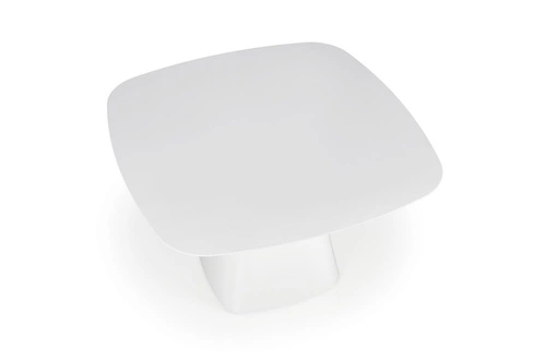 Bílý čtvercový jídelní stůl Tasmani Intesi moderní na jedné noze MDF lesk