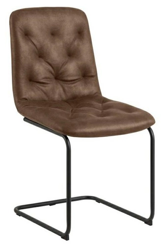 Jídelní židle Kira Actona čalouněná ekokůží hnědá na černých lyžinách moderní