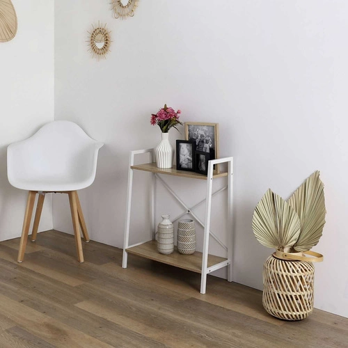 Kovová police Cilyan S bílá na knihy a dekorace do obýváku ve skandinávském stylu 60 cm