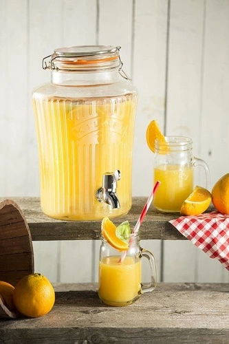 Skleněný nápojový dávkovač s kohoutkem 5l Vintage KILNER na limonádu a zahradní párty