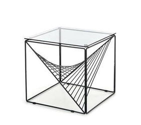 Moderní čtvercový konferenční stolek ze skla černý 50x50 cm do obývacího pokoje Intesi