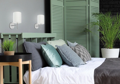 Nástěnné svítidlo Yan chrom moderní s textilním stínidlem do obývacího pokoje a ložnice CANDELLUX LIGHTING