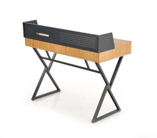 Pracovní stůl Inside industriální s nástavcem a zásuvkou dub zlatý černý 110 cm Intesi