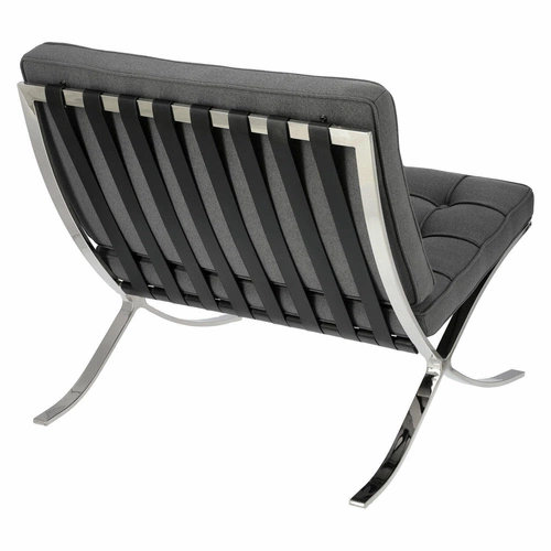 Relaxační křeslo BA1 inspirované Barcelona do obýváku glamour látka antracit chrom