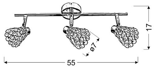 Stropní svítidlo Glossy moderní nastavitelná chromová 3bodová do obýváku a ložnice