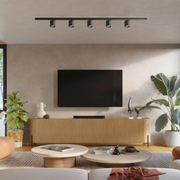 Stropní svítidlo, 5 bodů, 3fázový kolejnicový systém, ORBIS, černá barva