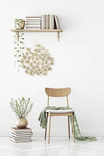 Zlatá kovová nástěnná dekorace Ginkgo Intesi glamour ozdoba do obývacího pokoje
