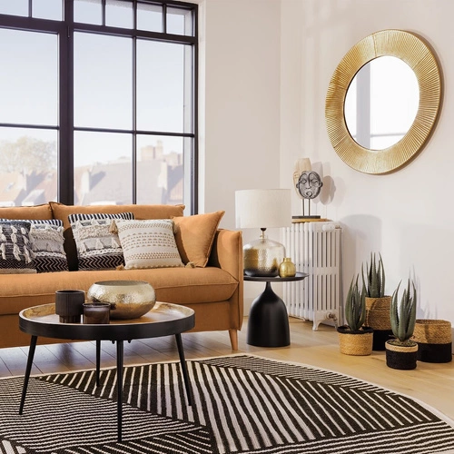 Kulaté zrcadlo Milda 90 cm zlaté glamour v kovovém rámu do obýváku Atmosphera