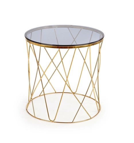 Moderní kulatý konferenční stolek Borda ze skla a zlata 55 cm do obýváku Intesi