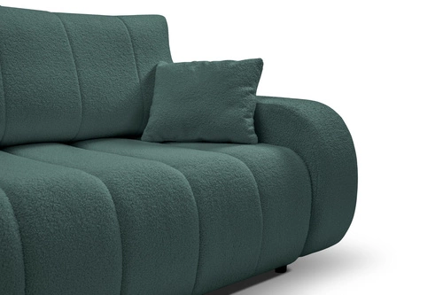 Rozkládací pohovka pro 3 osoby Hobro zelená s úložným prostorem a funkcí spaní do obýváku