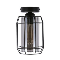 Moderní stropní lampa Jonera černá s kouřovým sklem do obýváku a ložnice