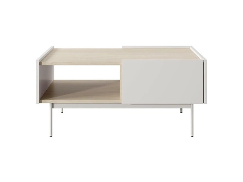 Skandinávní obdélníkový konferenční stolek Cashmer béžový se zásuvkami a policí do obýváku