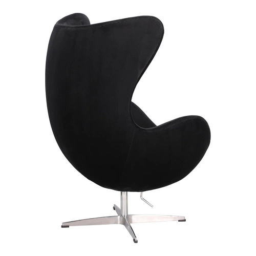 Otočná designová křesla Egg černý samet moderní glamour se stříbrnou podstavou do obýváku