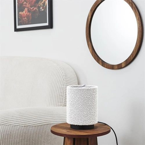 Noční lampička do ložnice Intesi moderní bílá boucle se skandinávským stínidlem