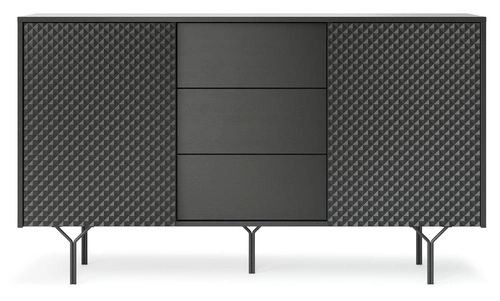 Černá komoda se zásuvkami Navara 144 cm moderní na nožkách do obýváku a ložnice Intesi