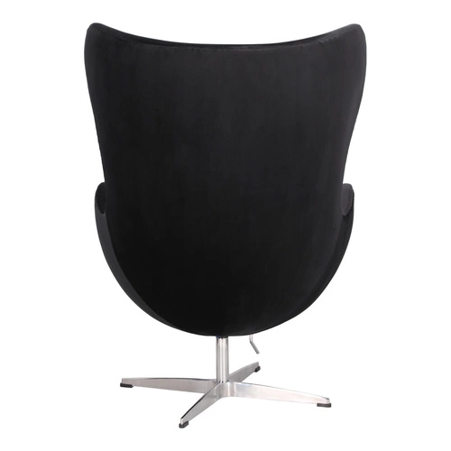 Otočná designová křesla Egg černý samet moderní glamour se stříbrnou podstavou do obýváku