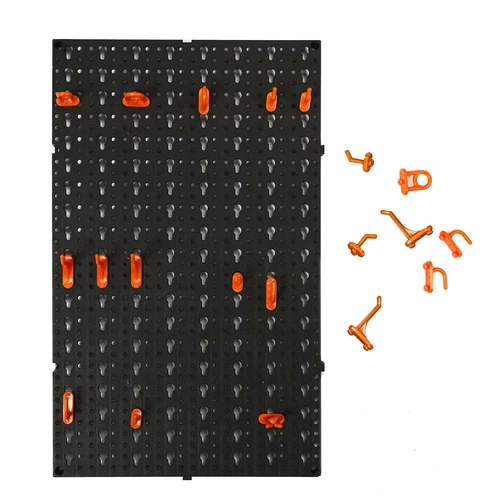 Intesi moderní černý nástěnný věšák na nářadí do garáže a dílny 16 dílů